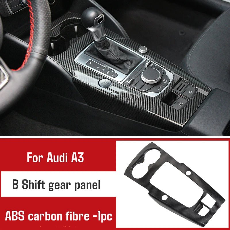 For Audi A3 2014 - 2020 Carbon Fibre Interior Decorative Mouldings Gear Lever Collar Console Dashboard Armrest Cover Pad Shell - All in One