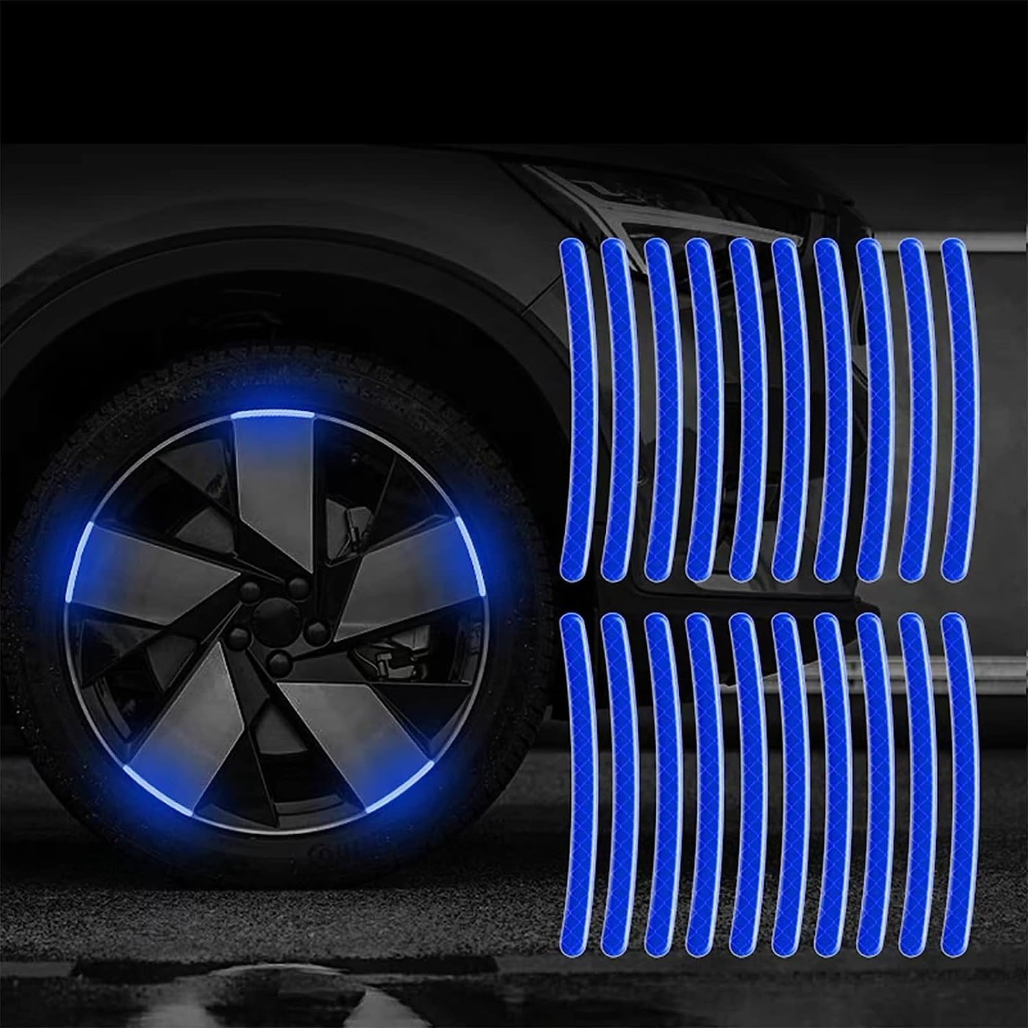 AUTOCOLLANT VOITURE - GlowWheel™ - Bleu - All in 1