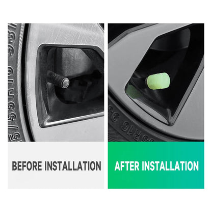 Luminous Tire Valve Caps Car Bicycle Motorcycle Wheel Hub Night Glow Decor Tire Dust - Proof Cover Universal Car Accessories - All in 1