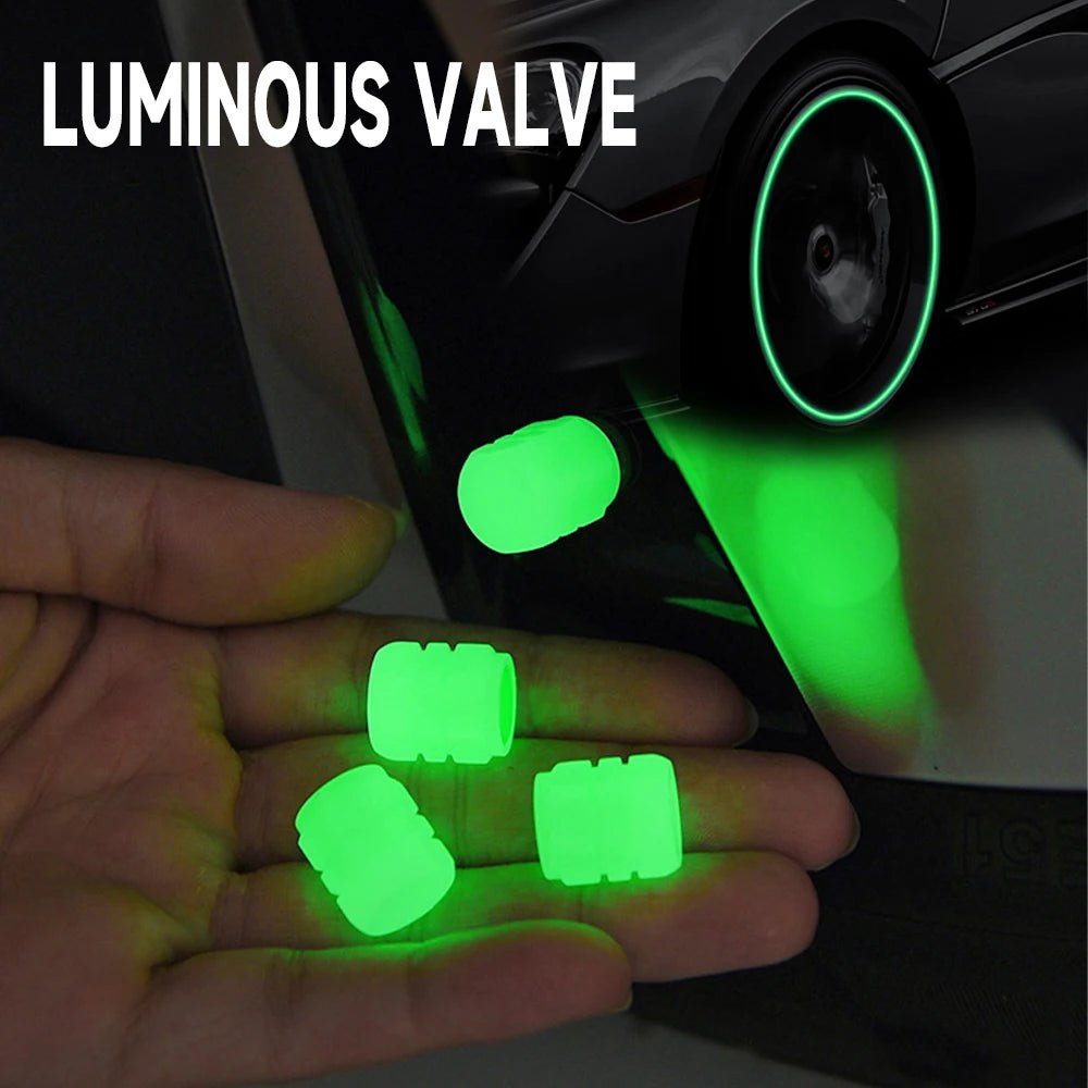 Luminous Tire Valve Caps Car Bicycle Motorcycle Wheel Hub Night Glow Decor Tire Dust - Proof Cover Universal Car Accessories - All in 1