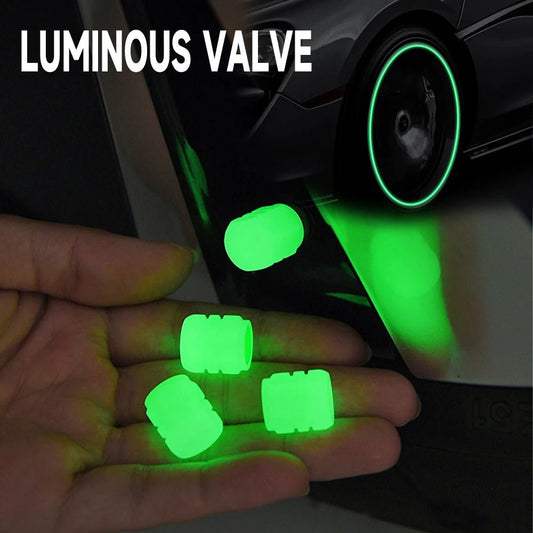 Luminous Tire Valve Caps Car Bicycle Motorcycle Wheel Hub Night Glow Decor Tire Dust - Proof Cover Universal Car Accessories - All in 1