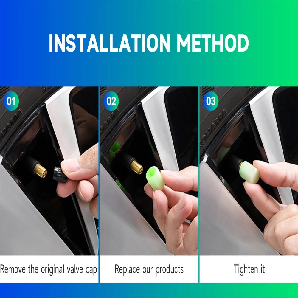 Luminous Tire Valve Caps Car Bicycle Motorcycle Wheel Hub Night Glow Decor Tire Dust - Proof Cover Universal Car Accessories - All in 1