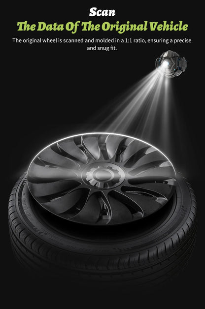 Tesla Model Y Wheel Covers - 19 Inch Storm Style Hubcaps (Set of 4) - All in One