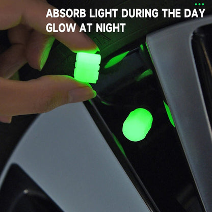 Luminous Tire Valve Caps Car Bicycle Motorcycle Wheel Hub Night Glow Decor Tire Dust - Proof Cover Universal Car Accessories - All in 1