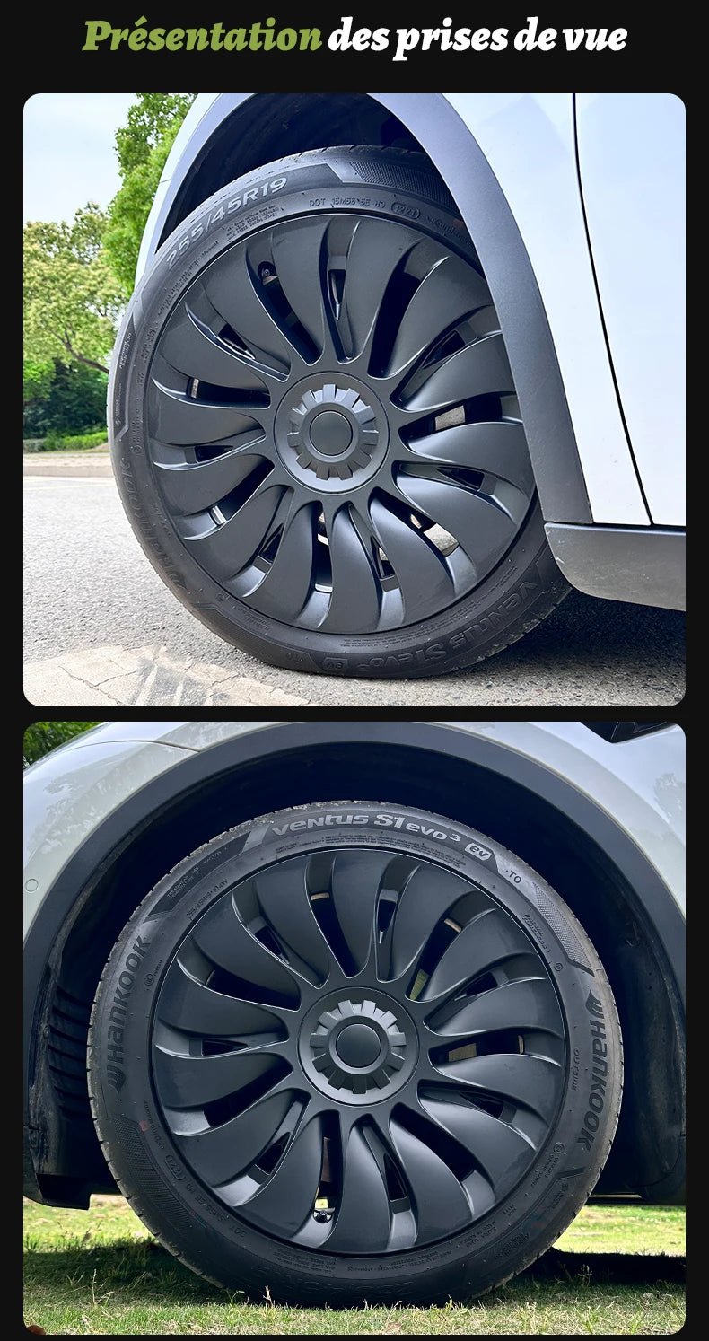 Tesla Model Y Wheel Covers - 19 Inch Storm Style Hubcaps (Set of 4) - All in One