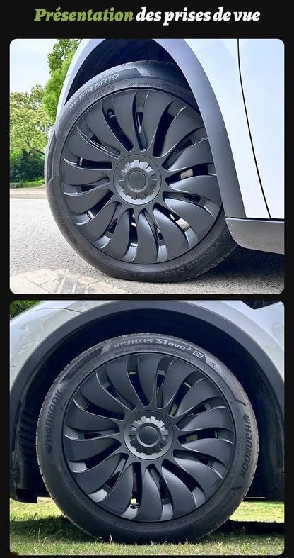 Tesla Model Y Wheel Covers - 19 Inch Storm Style Hubcaps (Set of 4) - All in One