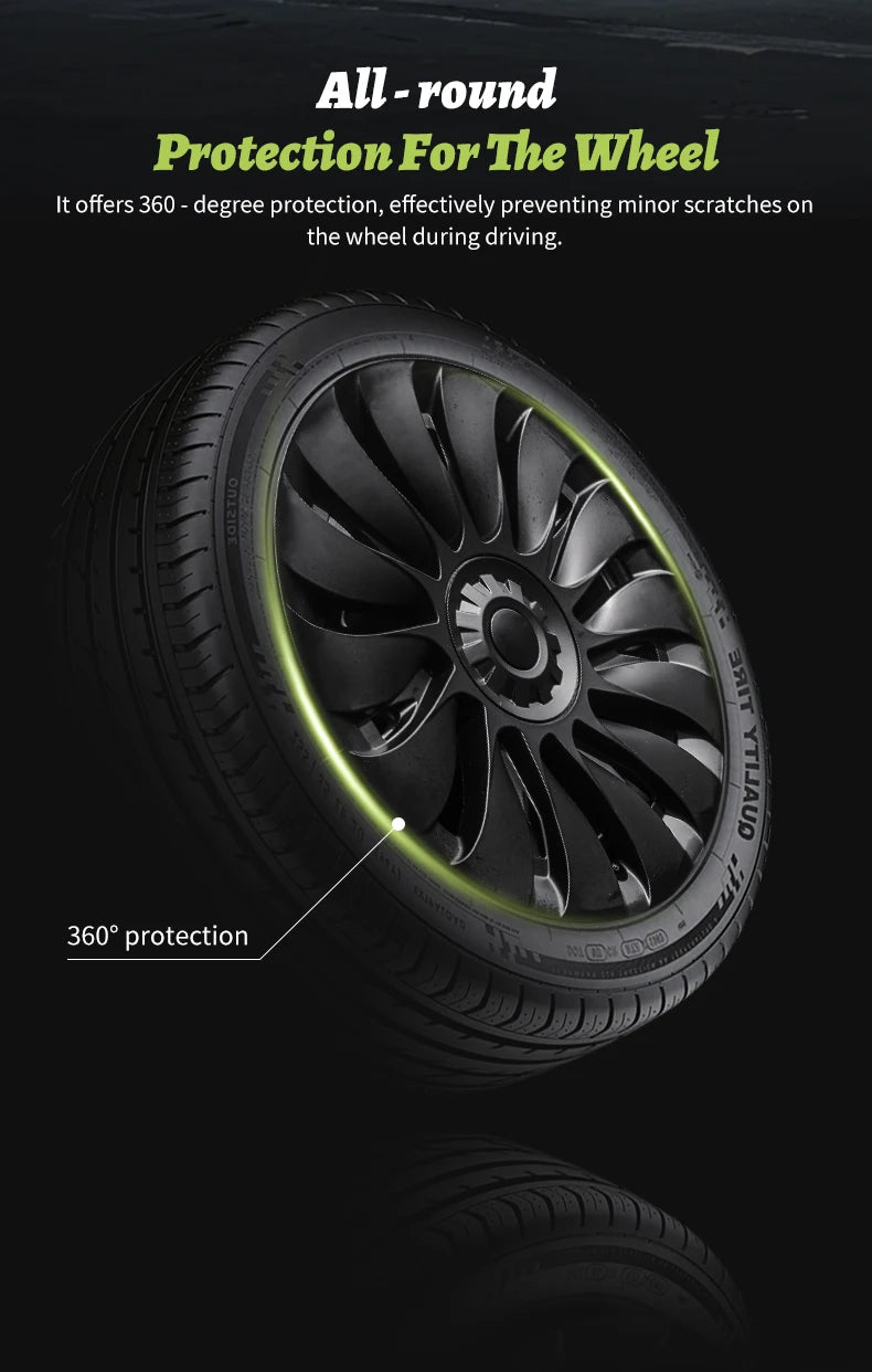 Tesla Model Y Wheel Covers - 19 Inch Storm Style Hubcaps (Set of 4) - All in One