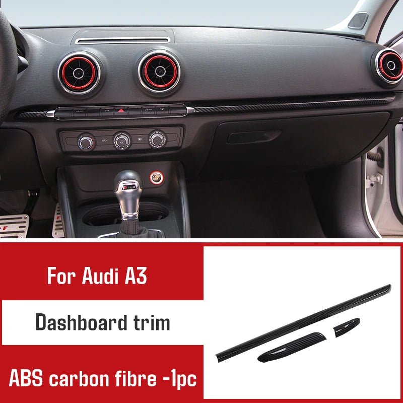 For Audi A3 2014 - 2020 Carbon Fibre Interior Decorative Mouldings Gear Lever Collar Console Dashboard Armrest Cover Pad Shell - All in One