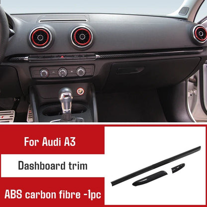 For Audi A3 2014 - 2020 Carbon Fibre Interior Decorative Mouldings Gear Lever Collar Console Dashboard Armrest Cover Pad Shell - All in One