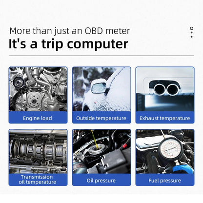 P1 Digital HUD Car Head Up Display On Board Computer Clock Slope Meter GPS Speedometer OBD2 Diagnostic Tools Instrument Cluster - All in One