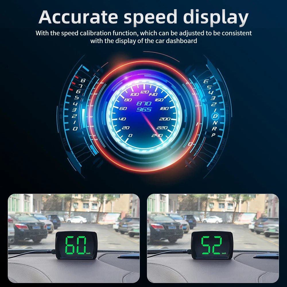 P1 Digital HUD Car Head Up Display On Board Computer Clock Slope Meter GPS Speedometer OBD2 Diagnostic Tools Instrument Cluster - All in One