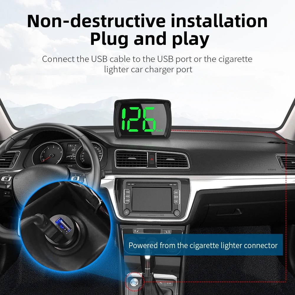 P1 Digital HUD Car Head Up Display On Board Computer Clock Slope Meter GPS Speedometer OBD2 Diagnostic Tools Instrument Cluster - All in One