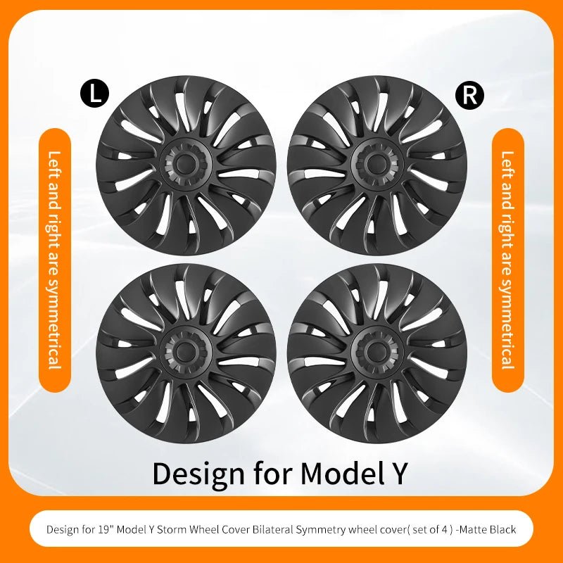 Tesla Model Y Wheel Covers - 19 Inch Storm Style Hubcaps (Set of 4) - All in One