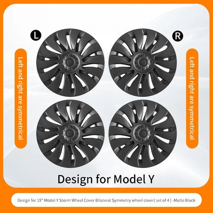 Tesla Model Y Wheel Covers - 19 Inch Storm Style Hubcaps (Set of 4) - All in One