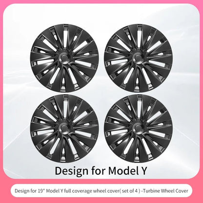 Tesla Model Y Wheel Covers - 19 Inch Storm Style Hubcaps (Set of 4) - All in One