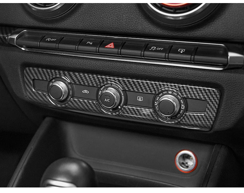 For Audi A3 2014 - 2020 Carbon Fibre Interior Decorative Mouldings Gear Lever Collar Console Dashboard Armrest Cover Pad Shell - All in One