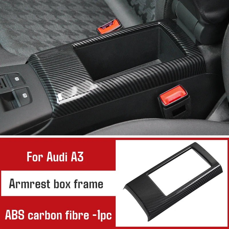 For Audi A3 2014 - 2020 Carbon Fibre Interior Decorative Mouldings Gear Lever Collar Console Dashboard Armrest Cover Pad Shell - All in One