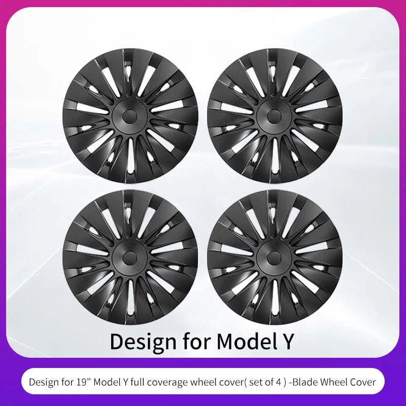 Tesla Model Y Wheel Covers - 19 Inch Storm Style Hubcaps (Set of 4) - All in One