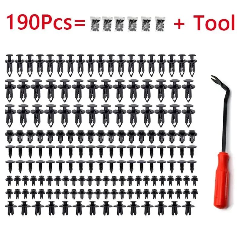 190 Pcs Auto Plastic Buckle Bumper Clips Fixing Nail Kit 6 Styles Plastic Retainer Fasteners Clip Car Body Push Rivets Parts - All in 1