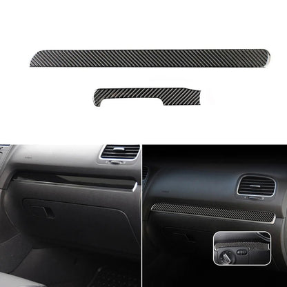 For VW Golf 6 MK6 Car Carbon Fiber Center Control Panel Air Vent Gear Shift Frame Headlight Switch Ashtray Box Cover Inner Trim - All in One