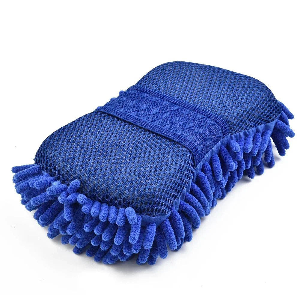 1 Pc Blue Microfiber Chenille Car Wash Sponge Care Washing Brush Pad Cleaning Tool Auto Washing Towel Gloves Styling Accessories - All in One