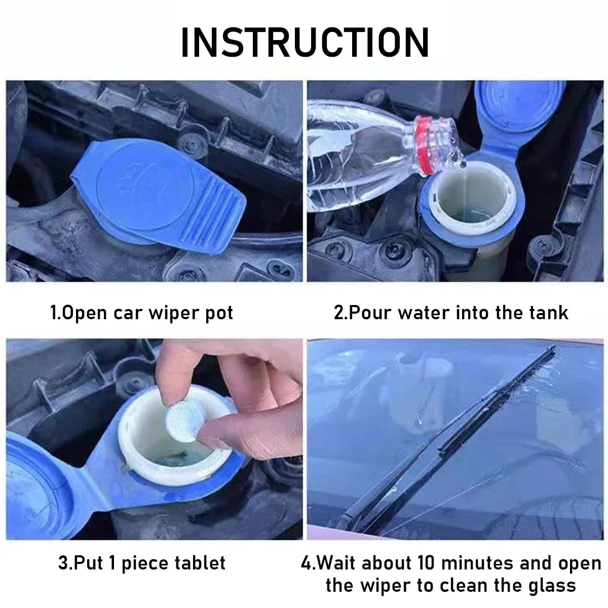 Car Windshield Glass Concentrated Washer Tablets Car Effervescent Washer Fluid Wiper Glass Solid Cleaning Tablets for Car Window - All in One