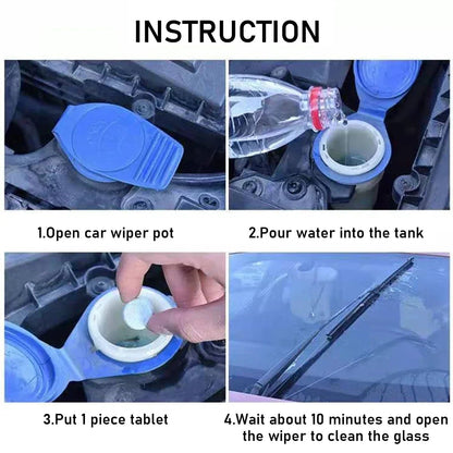 Car Windshield Glass Concentrated Washer Tablets Car Effervescent Washer Fluid Wiper Glass Solid Cleaning Tablets for Car Window - All in One