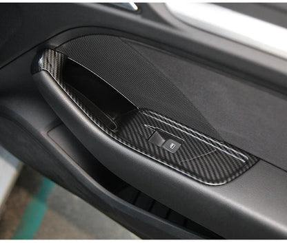 For Audi A3 2014 - 2020 Carbon Fibre Interior Decorative Mouldings Gear Lever Collar Console Dashboard Armrest Cover Pad Shell - All in One