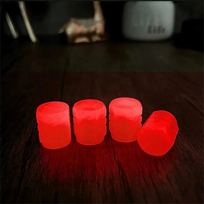 4/20PCS Luminous Tire Valve Caps Motorcycle Bike Wheel Nozzle Dustproof Tyre Valve Stem Fluorescent Night Glowing Car Decor - All in 1