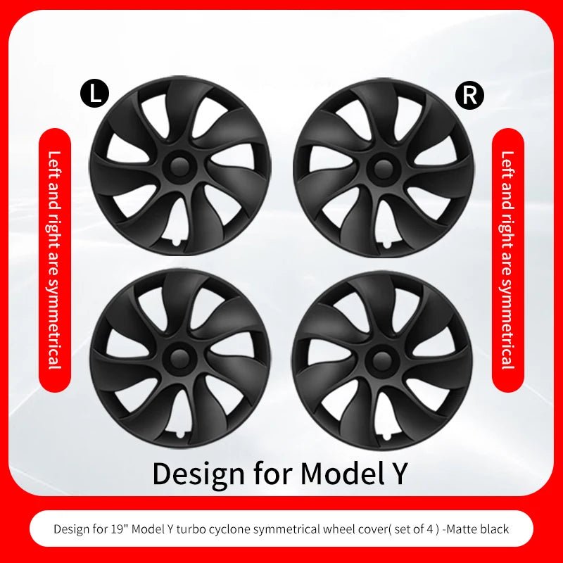 Tesla Model Y Wheel Covers - 19 Inch Storm Style Hubcaps (Set of 4) - All in One