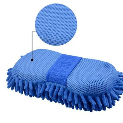 1 Pc Blue Microfiber Chenille Car Wash Sponge Care Washing Brush Pad Cleaning Tool Auto Washing Towel Gloves Styling Accessories - All in One