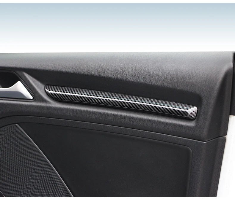 For Audi A3 2014 - 2020 Carbon Fibre Interior Decorative Mouldings Gear Lever Collar Console Dashboard Armrest Cover Pad Shell - All in One