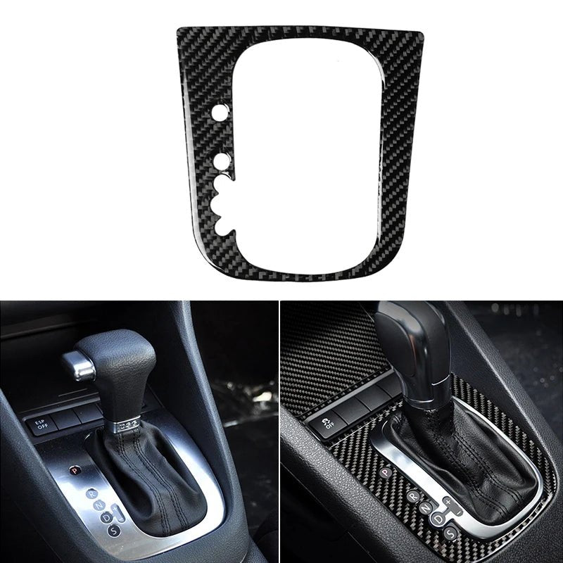 For VW Golf 6 MK6 Car Carbon Fiber Center Control Panel Air Vent Gear Shift Frame Headlight Switch Ashtray Box Cover Inner Trim - All in One