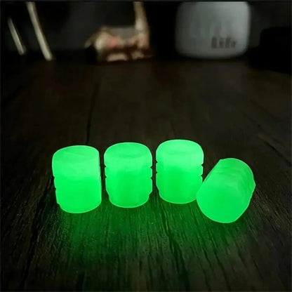 4/20PCS Luminous Tire Valve Caps Motorcycle Bike Wheel Nozzle Dustproof Tyre Valve Stem Fluorescent Night Glowing Car Decor - All in One