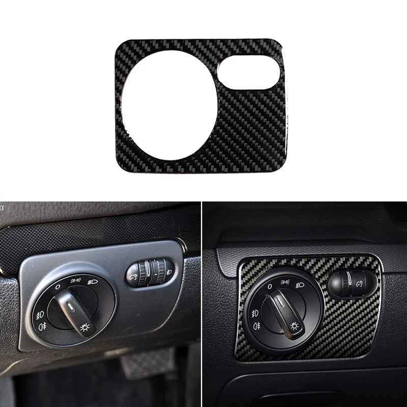 For VW Golf 6 MK6 Car Carbon Fiber Center Control Panel Air Vent Gear Shift Frame Headlight Switch Ashtray Box Cover Inner Trim - All in One