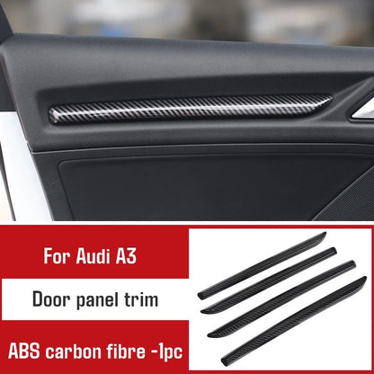 For Audi A3 2014 - 2020 Carbon Fibre Interior Decorative Mouldings Gear Lever Collar Console Dashboard Armrest Cover Pad Shell - All in One