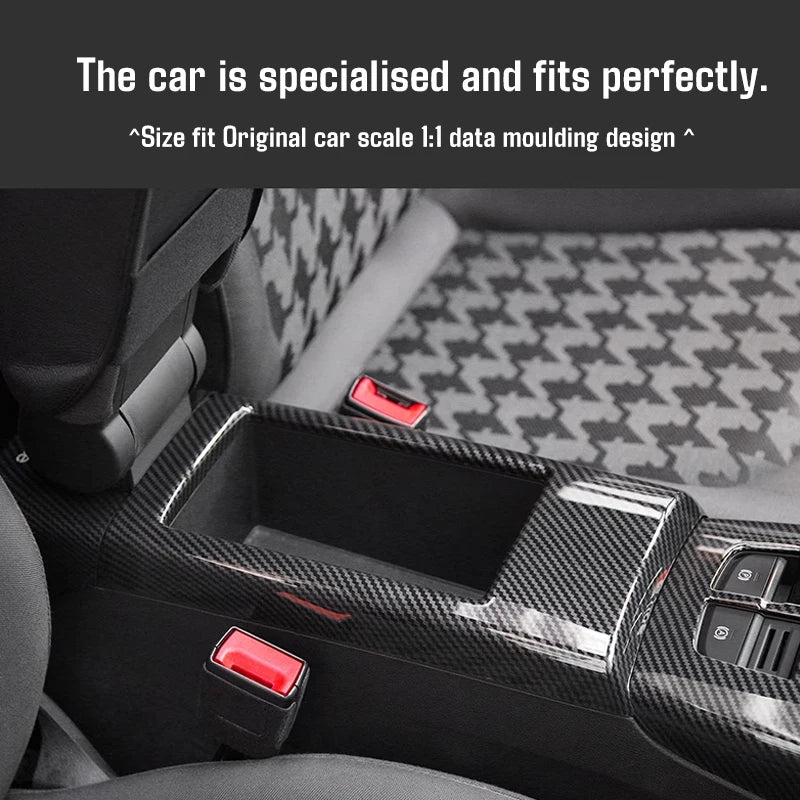 For Audi A3 2014 - 2020 Carbon Fibre Interior Decorative Mouldings Gear Lever Collar Console Dashboard Armrest Cover Pad Shell - All in 1