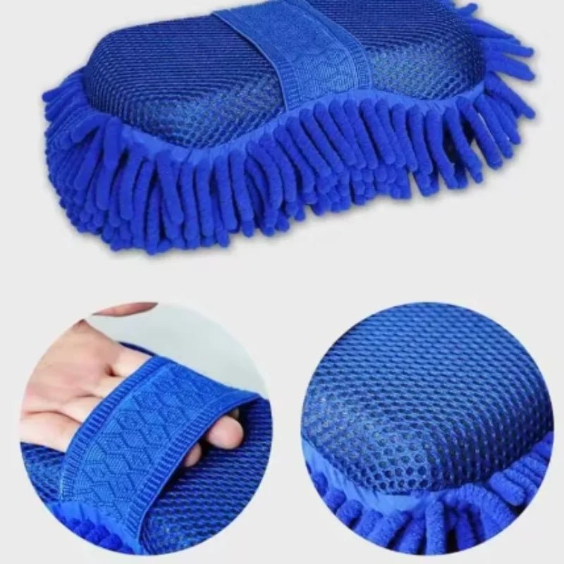 1 Pc Blue Microfiber Chenille Car Wash Sponge Care Washing Brush Pad Cleaning Tool Auto Washing Towel Gloves Styling Accessories - All in One