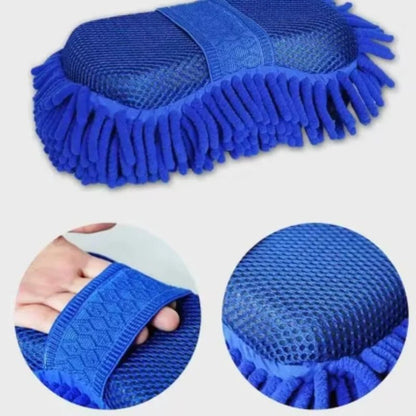 1 Pc Blue Microfiber Chenille Car Wash Sponge Care Washing Brush Pad Cleaning Tool Auto Washing Towel Gloves Styling Accessories - All in One