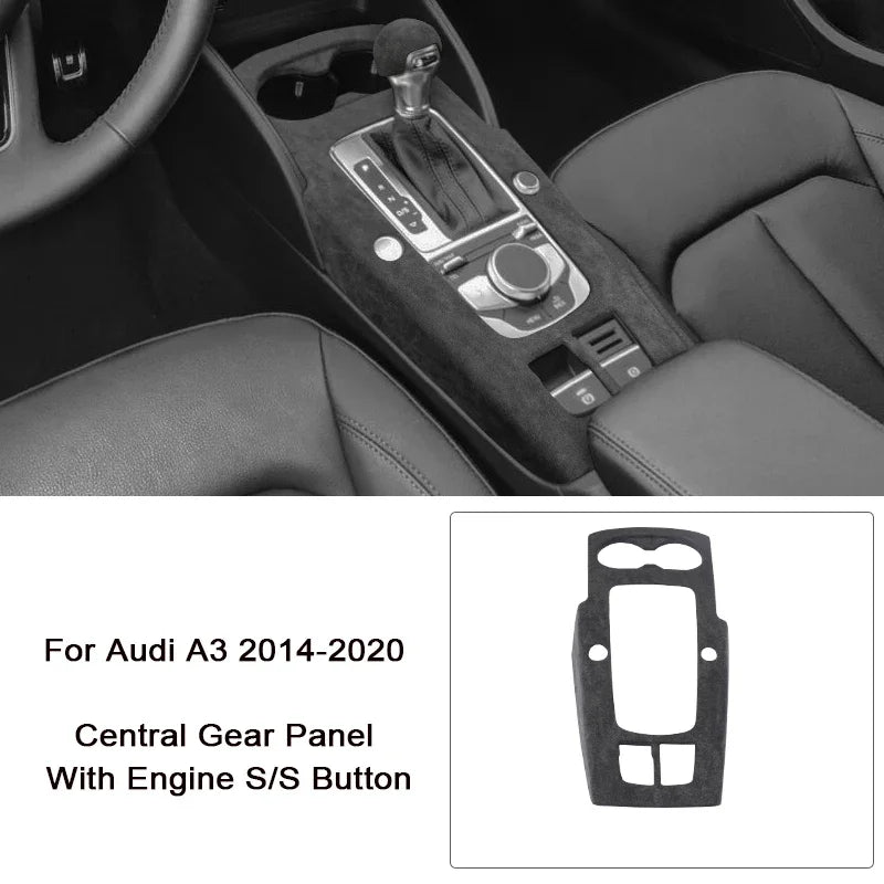 For Audi A3 A3L S3 2014 2015 2016 2017 2018 2019 2020 Alcantara Overlay Cover Car Gearshift Panel Armrest Box Frame Shell - All in One