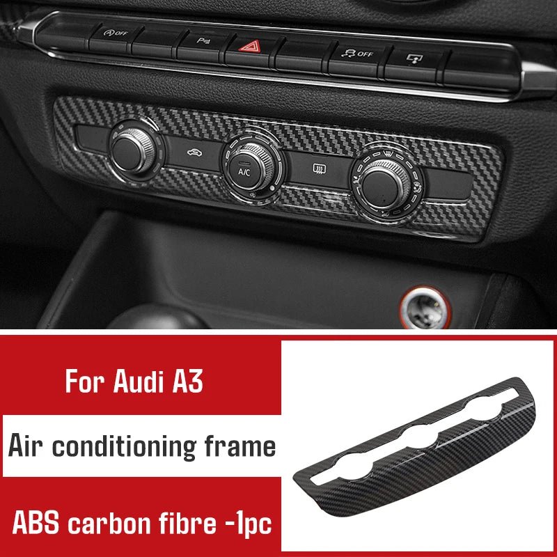 For Audi A3 2014 - 2020 Carbon Fibre Interior Decorative Mouldings Gear Lever Collar Console Dashboard Armrest Cover Pad Shell - All in One