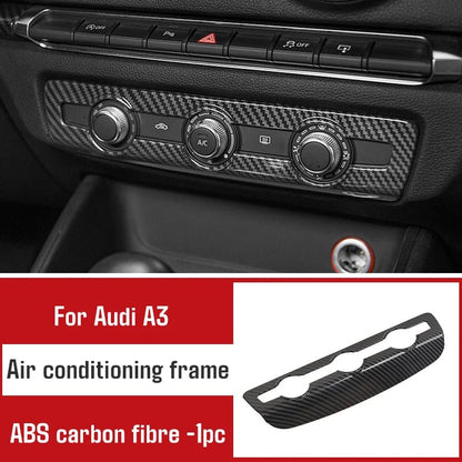 For Audi A3 2014 - 2020 Carbon Fibre Interior Decorative Mouldings Gear Lever Collar Console Dashboard Armrest Cover Pad Shell - All in One