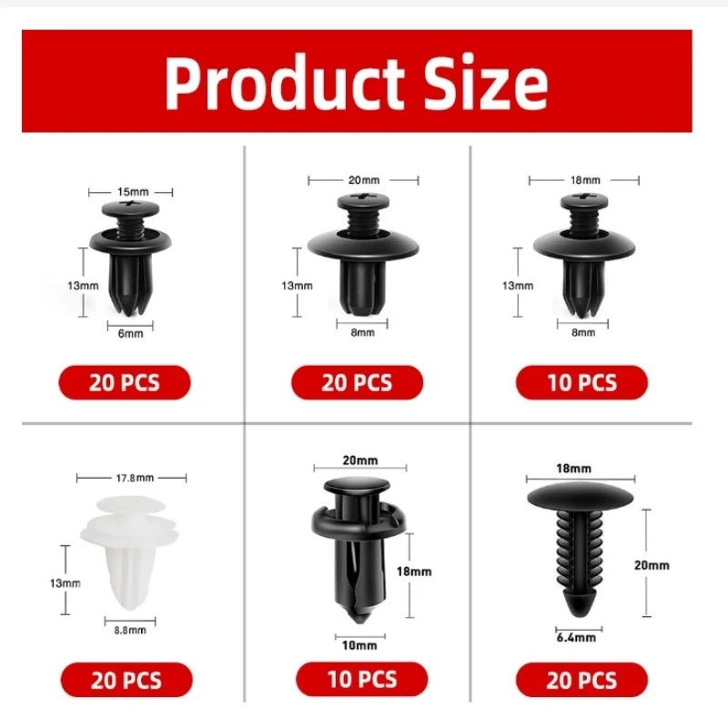 GM Rivet OPP Bag Or Box 6 Kinds of Auto Parts Quick Fastening Plastic Buckle 100 Pieces Mixed - All in 1