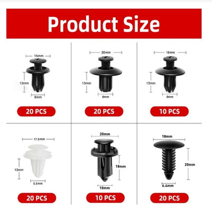 GM Rivet OPP Bag Or Box 6 Kinds of Auto Parts Quick Fastening Plastic Buckle 100 Pieces Mixed - All in 1