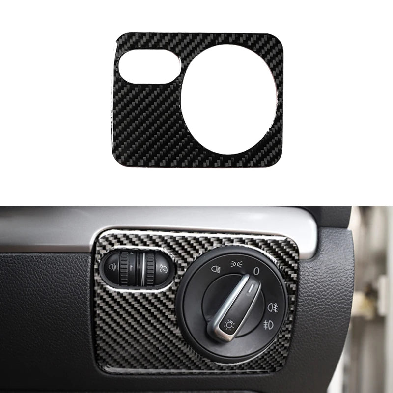 For VW Golf 6 MK6 Car Carbon Fiber Center Control Panel Air Vent Gear Shift Frame Headlight Switch Ashtray Box Cover Inner Trim - All in One