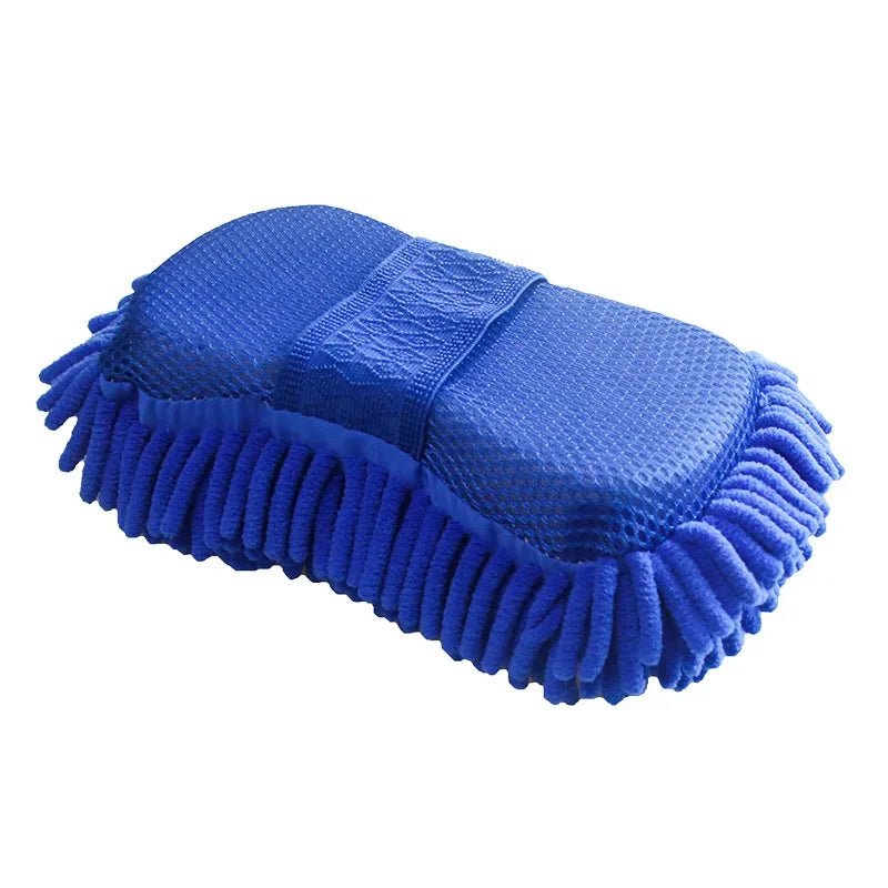 1 Pc Blue Microfiber Chenille Car Wash Sponge Care Washing Brush Pad Cleaning Tool Auto Washing Towel Gloves Styling Accessories - All in One