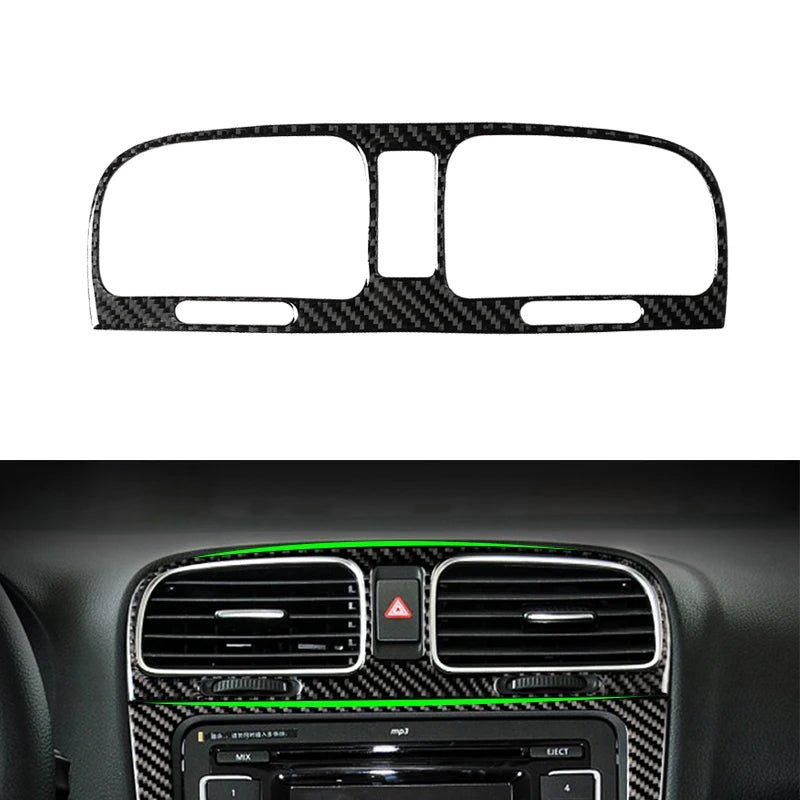 For VW Golf 6 MK6 Car Carbon Fiber Center Control Panel Air Vent Gear Shift Frame Headlight Switch Ashtray Box Cover Inner Trim - All in One