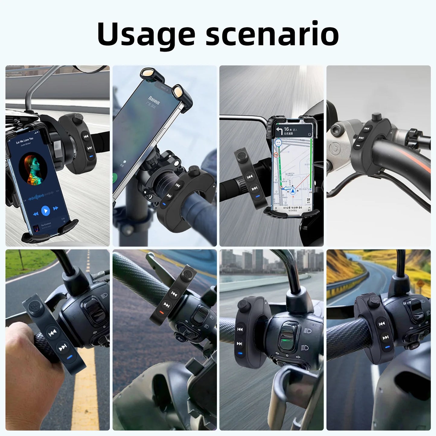 Motorcycle Handlebar Steering Wheel Remote Control Wireless Media Smart Phone Remote Controller For Bike customized - All in One