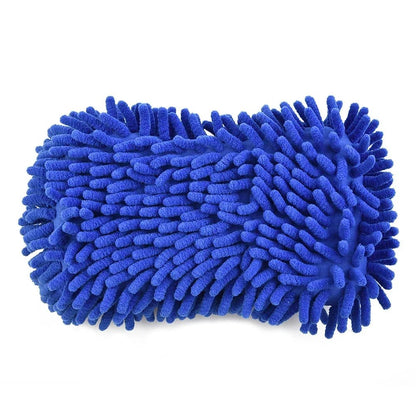 1 Pc Blue Microfiber Chenille Car Wash Sponge Care Washing Brush Pad Cleaning Tool Auto Washing Towel Gloves Styling Accessories - All in One