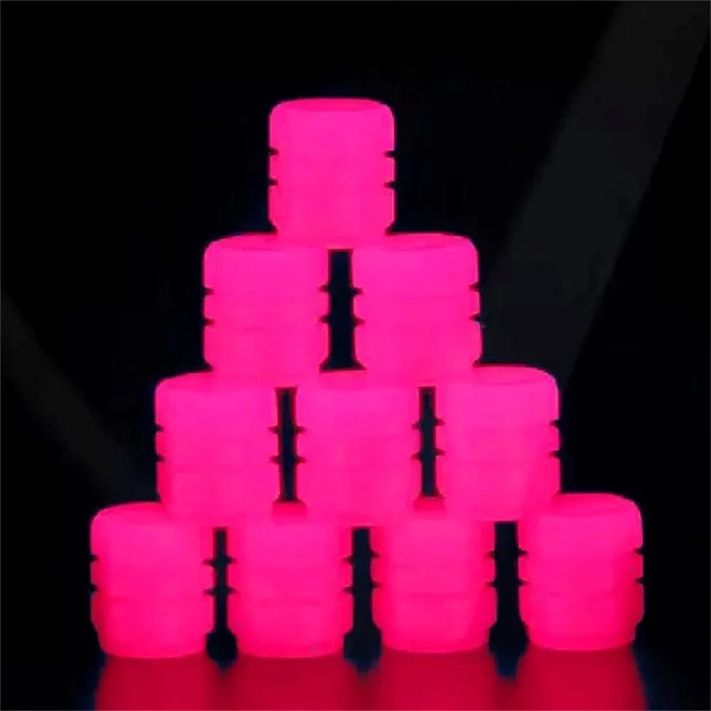 4/20PCS Luminous Tire Valve Caps Motorcycle Bike Wheel Nozzle Dustproof Tyre Valve Stem Fluorescent Night Glowing Car Decor - All in One